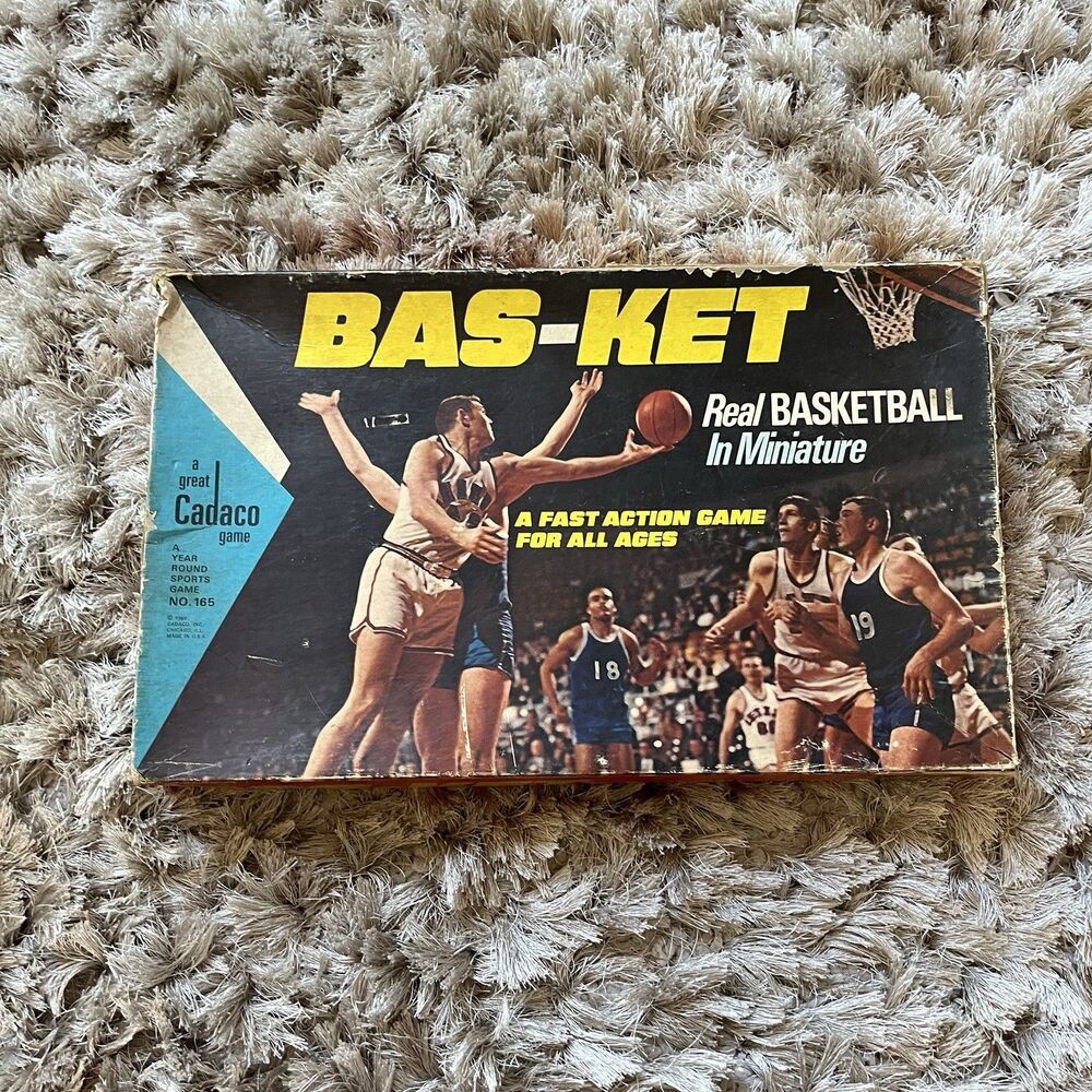 1970 Cadaco BAS-KET Tabletop Basketball Game - Metal Rims